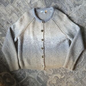 C&C California Gold Button Gradient Cardigan Medium Blue Cream Tan